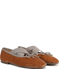 Sam Edelman Arya Velvet Elastic Cross Strap Bow Detail Mary Jane Ballet Flats