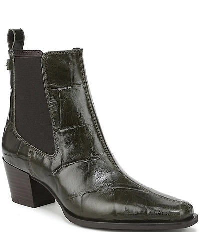 Sam Edelman Ashtyn Croco Embossed Leather Chelsea Snip Toe Booties