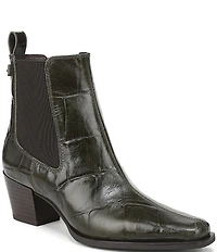 Sam Edelman Ashtyn Croco Embossed Leather Chelsea Snip Toe Booties