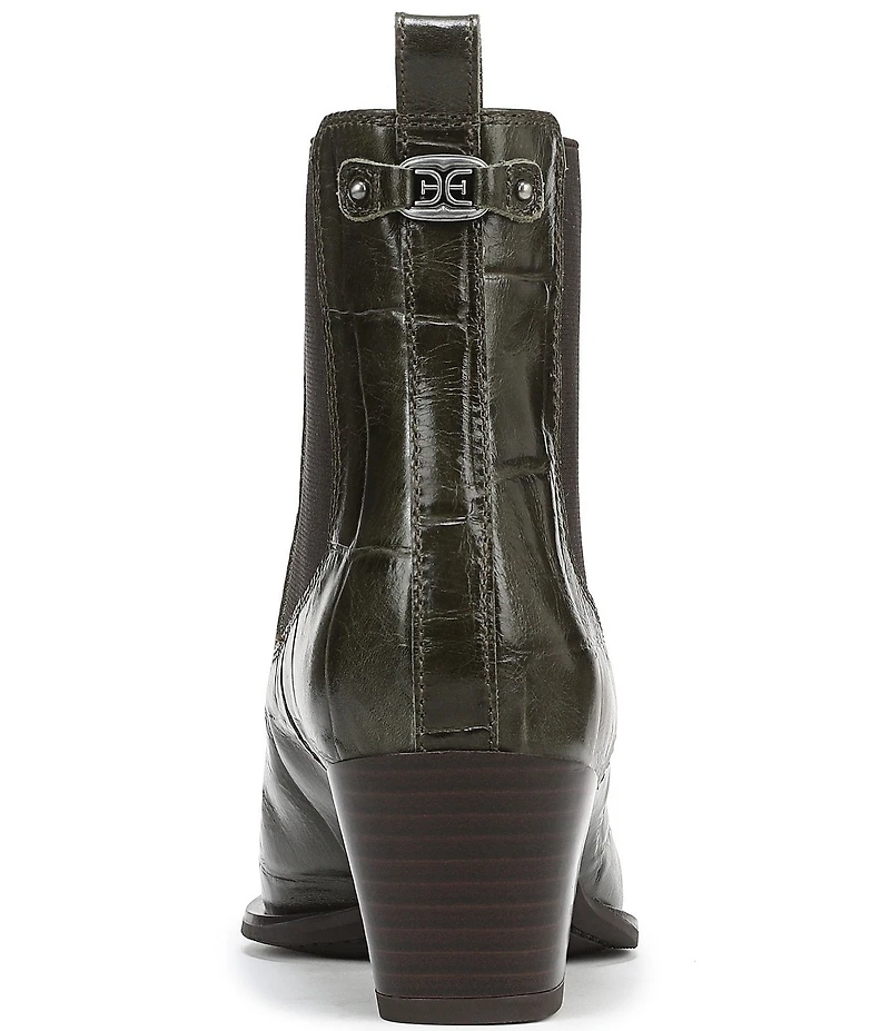 Sam Edelman Ashtyn Croco Embossed Leather Chelsea Snip Toe Booties