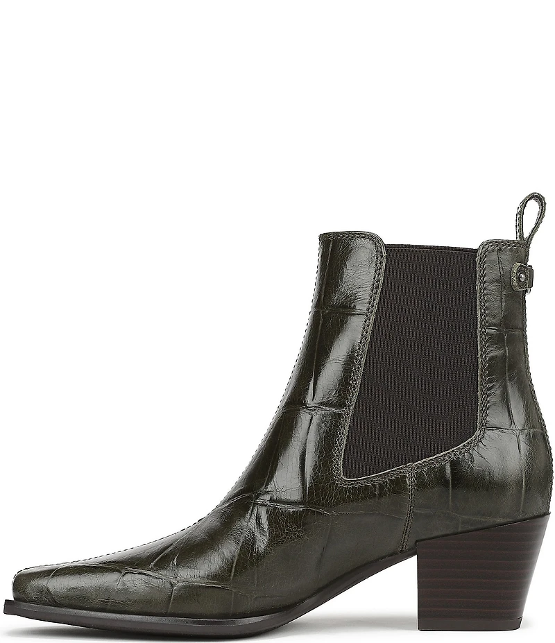 Sam Edelman Ashtyn Croco Embossed Leather Chelsea Snip Toe Booties