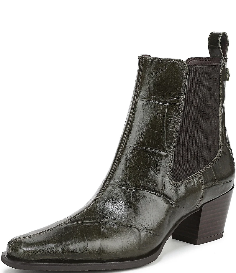 Sam Edelman Ashtyn Croco Embossed Leather Chelsea Snip Toe Booties