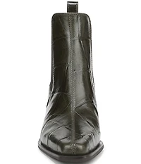 Sam Edelman Ashtyn Croco Embossed Leather Chelsea Snip Toe Booties