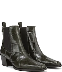 Sam Edelman Ashtyn Croco Embossed Leather Chelsea Snip Toe Booties