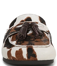 Sam Edelman Astrid Cow Print Calf Hair Tassel Detail Mules
