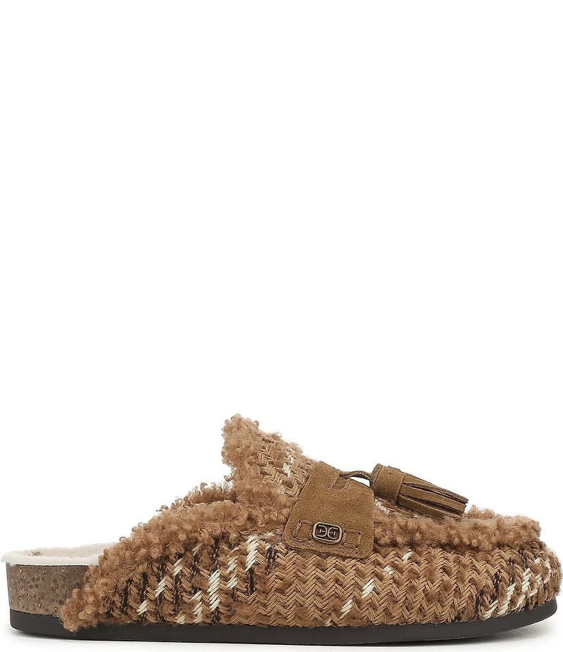 Sam Edelman Astrid Cozy Weave and Suede Faux Fur Lined Tassel Mules