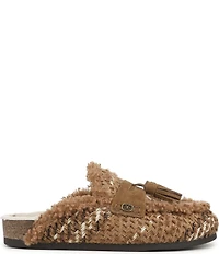 Sam Edelman Astrid Cozy Weave and Suede Faux Fur Lined Tassel Mules