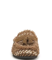 Sam Edelman Astrid Cozy Weave and Suede Faux Fur Lined Tassel Mules
