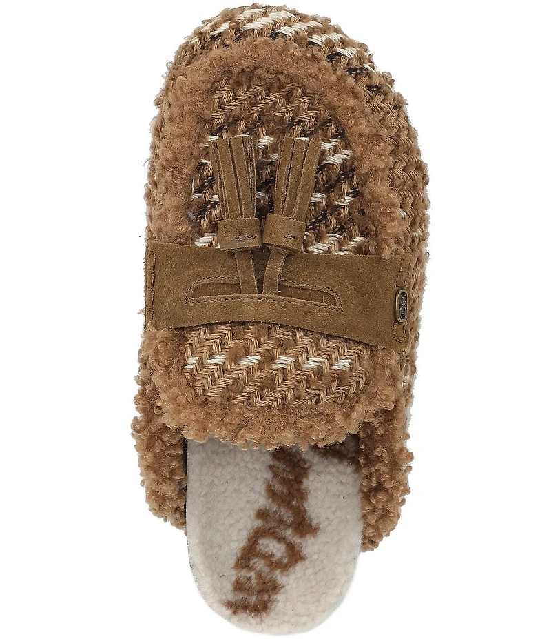Sam Edelman Astrid Cozy Weave and Suede Faux Fur Lined Tassel Mules