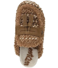 Sam Edelman Astrid Cozy Weave and Suede Faux Fur Lined Tassel Mules