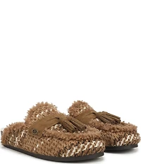 Sam Edelman Astrid Cozy Weave and Suede Faux Fur Lined Tassel Mules