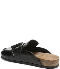 Sam Edelman Astrid Crocodile Print Leather Tassel Detail Mules