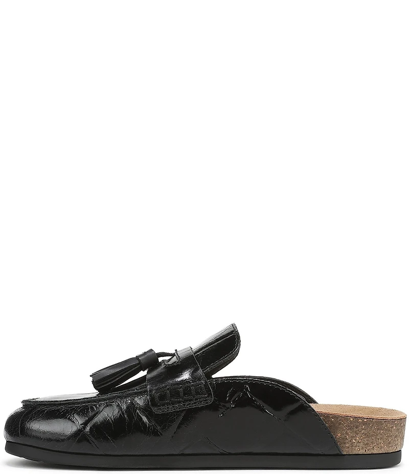 Sam Edelman Astrid Crocodile Print Leather Tassel Detail Mules