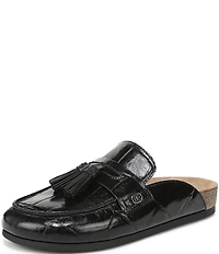 Sam Edelman Astrid Crocodile Print Leather Tassel Detail Mules