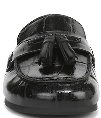 Sam Edelman Astrid Crocodile Print Leather Tassel Detail Mules