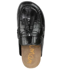 Sam Edelman Astrid Crocodile Print Leather Tassel Detail Mules