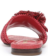 Sam Edelman Bambi Playa Raffia and Fringe Oversized Buckle Slide Sandals