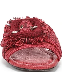 Sam Edelman Bambi Playa Raffia and Fringe Oversized Buckle Slide Sandals