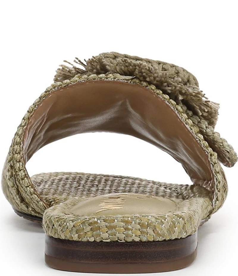 Sam Edelman Bambi Playa Raffia and Fringe Oversized Buckle Slide Sandals