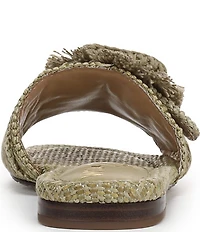 Sam Edelman Bambi Playa Raffia and Fringe Oversized Buckle Slide Sandals