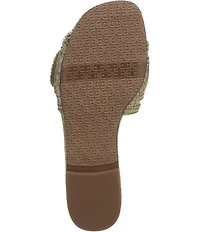 Sam Edelman Bambi Playa Raffia and Fringe Oversized Buckle Slide Sandals