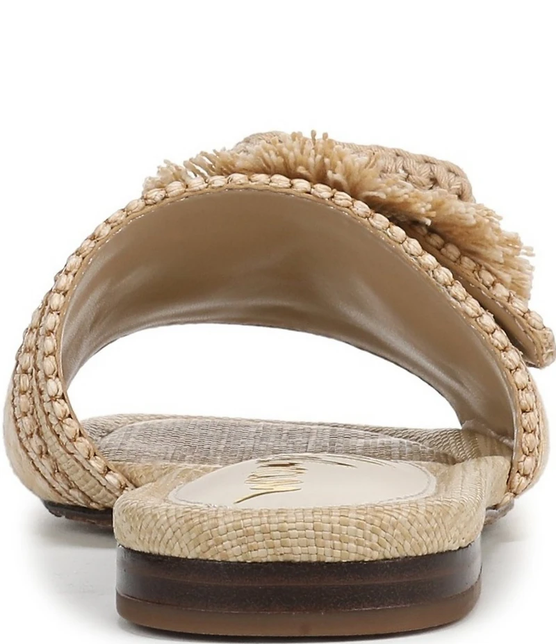 Sam Edelman Bambi Playa Raffia and Fringe Oversized Buckle Slide Sandals