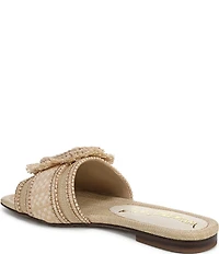 Sam Edelman Bambi Playa Raffia and Fringe Oversized Buckle Slide Sandals