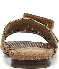 Sam Edelman Bambi Raffia Oversized Buckle Detail Slide Sandals