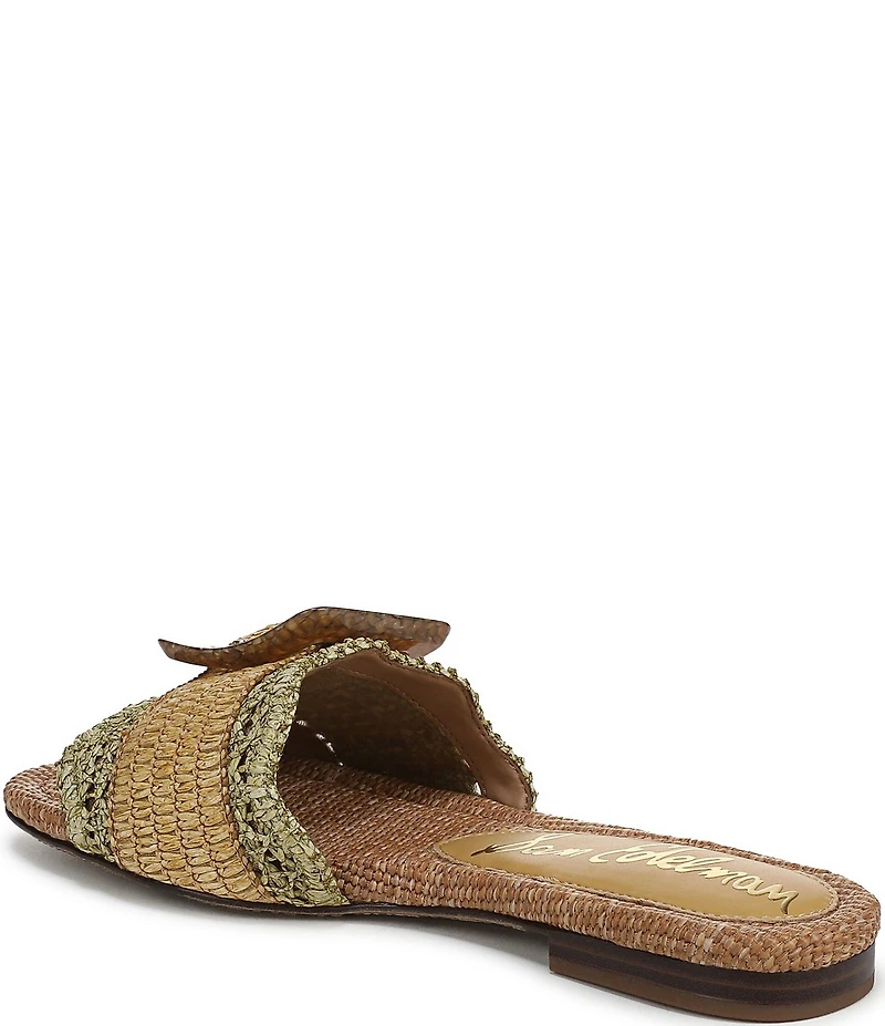 Sam Edelman Bambi Raffia Oversized Buckle Detail Slide Sandals