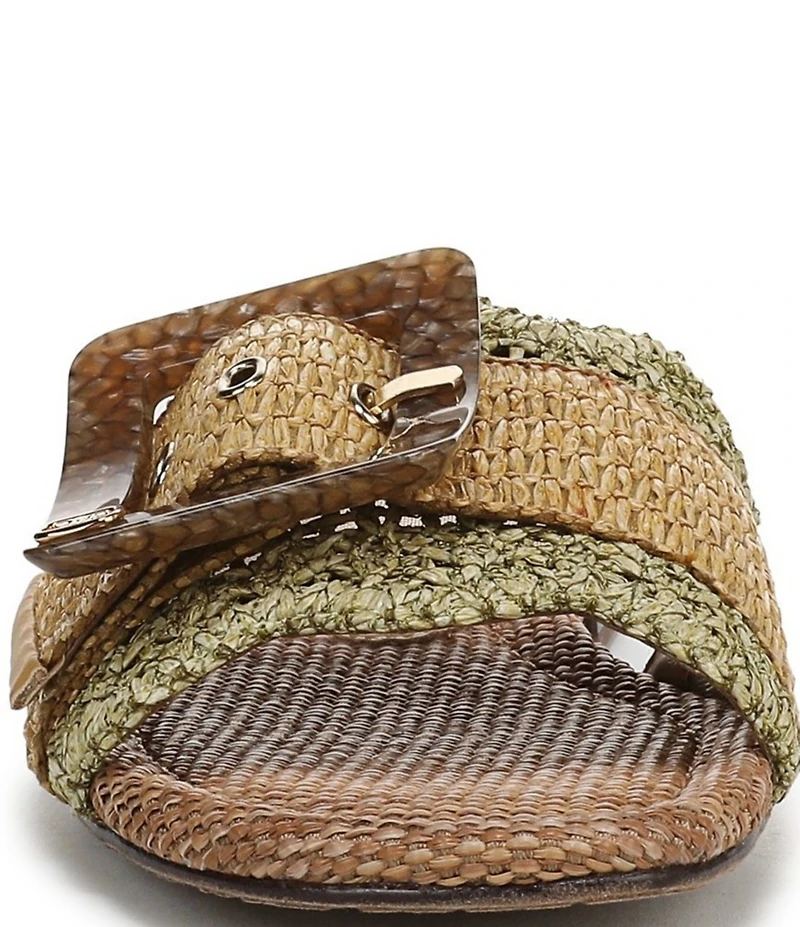 Sam Edelman Bambi Raffia Oversized Buckle Detail Slide Sandals