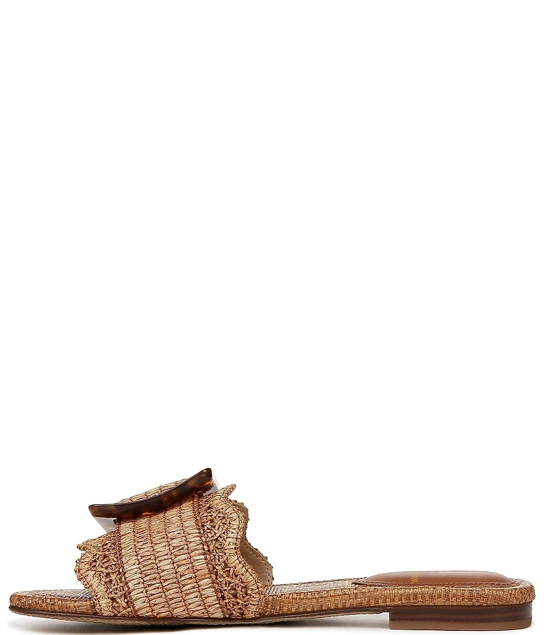Sam Edelman Bambi Raffia Oversized Buckle Detail Slide Sandals