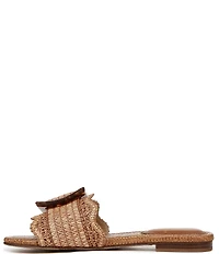 Sam Edelman Bambi Raffia Oversized Buckle Detail Slide Sandals