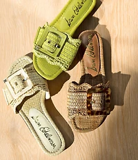 Sam Edelman Bambi Raffia Oversized Buckle Detail Slide Sandals