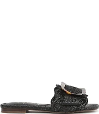 Sam Edelman Bambi Raffia Oversized Buckle Detail Slide Sandals