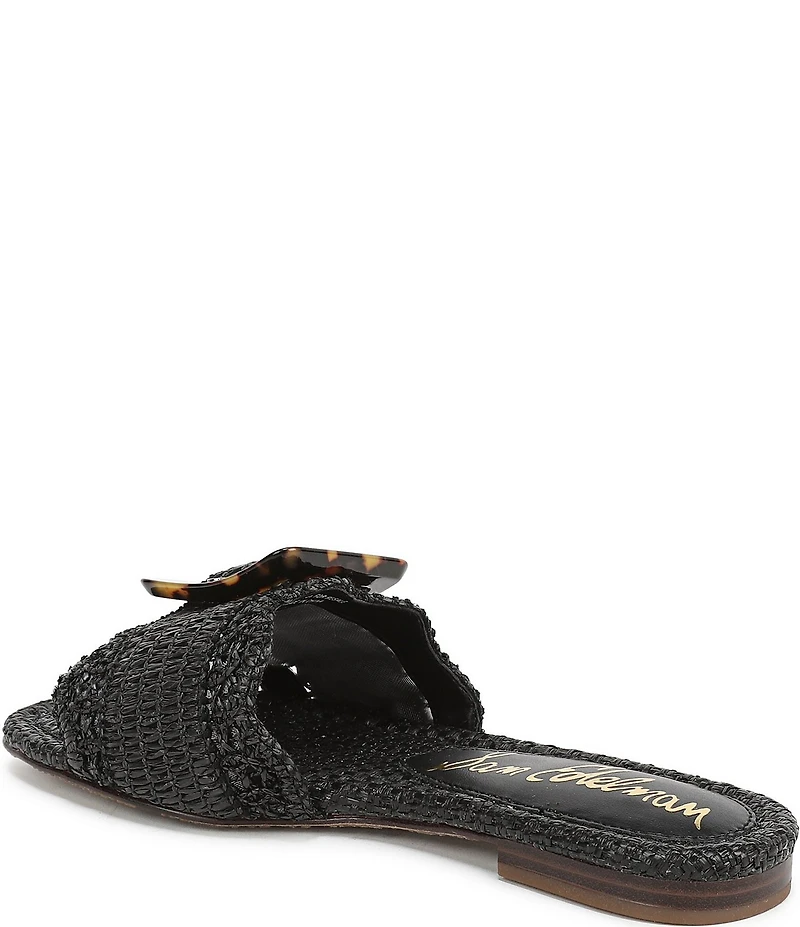 Sam Edelman Bambi Raffia Oversized Buckle Detail Slide Sandals