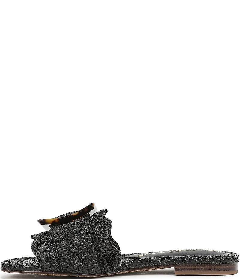 Sam Edelman Bambi Raffia Oversized Buckle Detail Slide Sandals