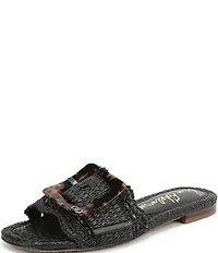 Sam Edelman Bambi Raffia Oversized Buckle Detail Slide Sandals