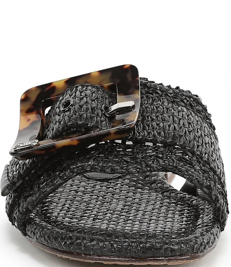 Sam Edelman Bambi Raffia Oversized Buckle Detail Slide Sandals