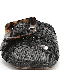 Sam Edelman Bambi Raffia Oversized Buckle Detail Slide Sandals