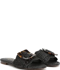 Sam Edelman Bambi Raffia Oversized Buckle Detail Slide Sandals