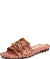 Sam Edelman Bambi Raffia Oversized Buckle Detail Slide Sandals