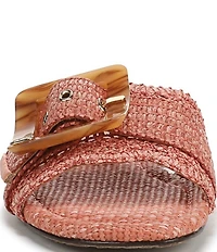 Sam Edelman Bambi Raffia Oversized Buckle Detail Slide Sandals