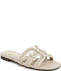 Sam Edelman Bay Basket Weave Rope Detailed Double E Logo Slide Sandals