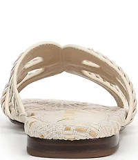 Sam Edelman Bay Basket Weave Rope Detailed Double E Logo Slide Sandals