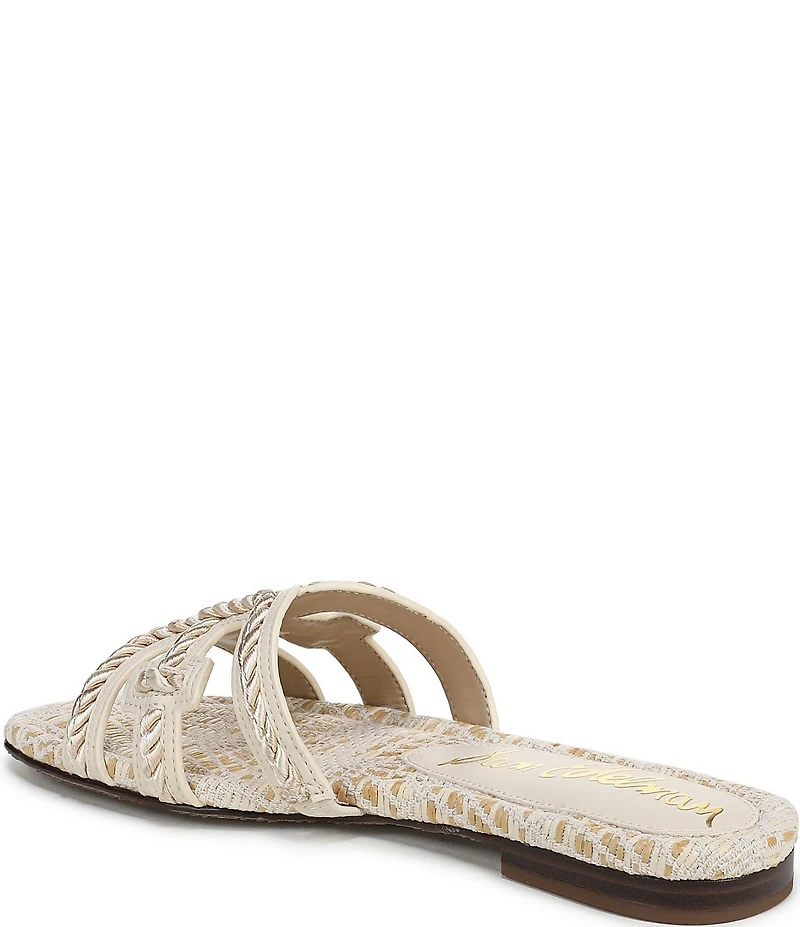 Sam Edelman Bay Basket Weave Rope Detailed Double E Logo Slide Sandals