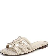 Sam Edelman Bay Basket Weave Rope Detailed Double E Logo Slide Sandals