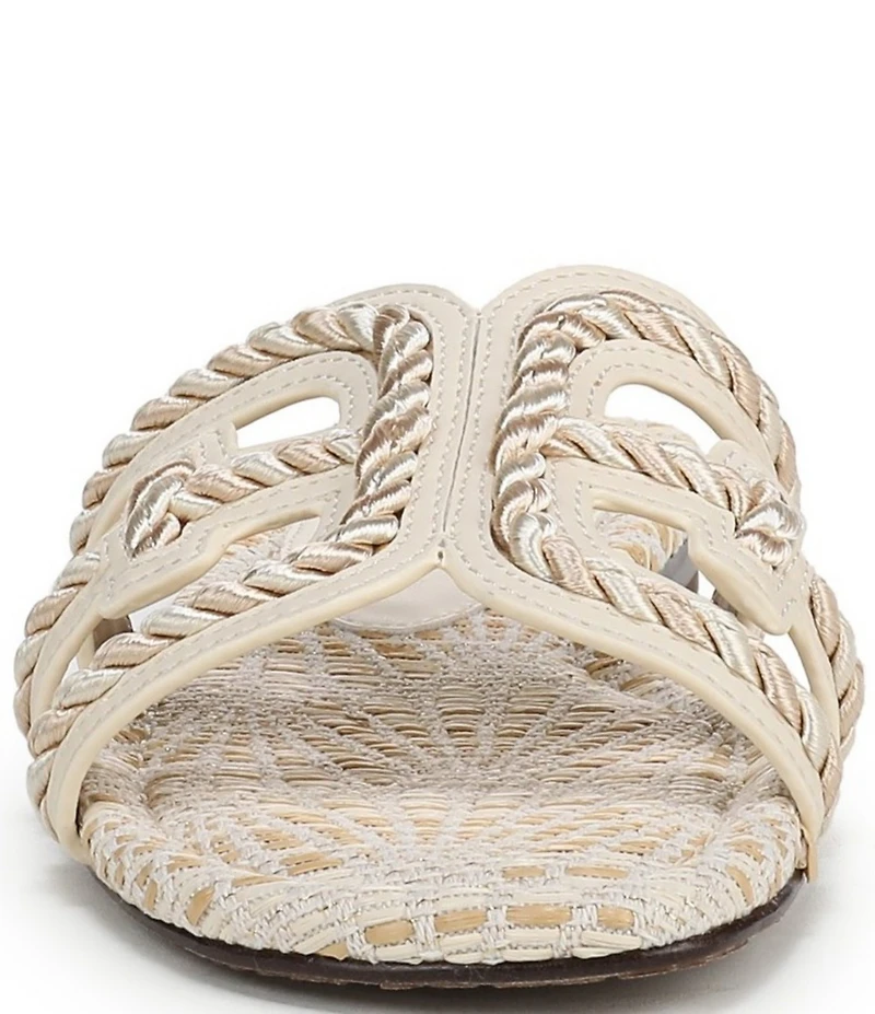 Sam Edelman Bay Basket Weave Rope Detailed Double E Logo Slide Sandals