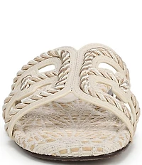 Sam Edelman Bay Basket Weave Rope Detailed Double E Logo Slide Sandals