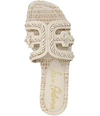 Sam Edelman Bay Basket Weave Rope Detailed Double E Logo Slide Sandals