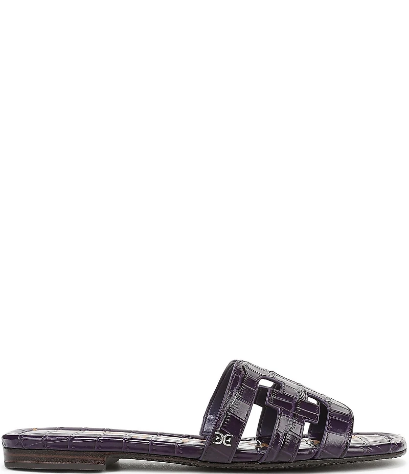 Sam Edelman Bay Croco Embossed Leather Double E Logo Slide Sandals